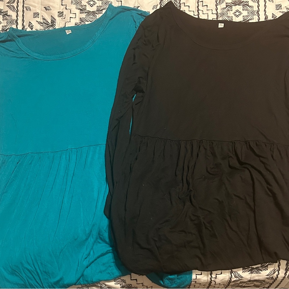 Source Unknown Teal and Black Maxi Dresses